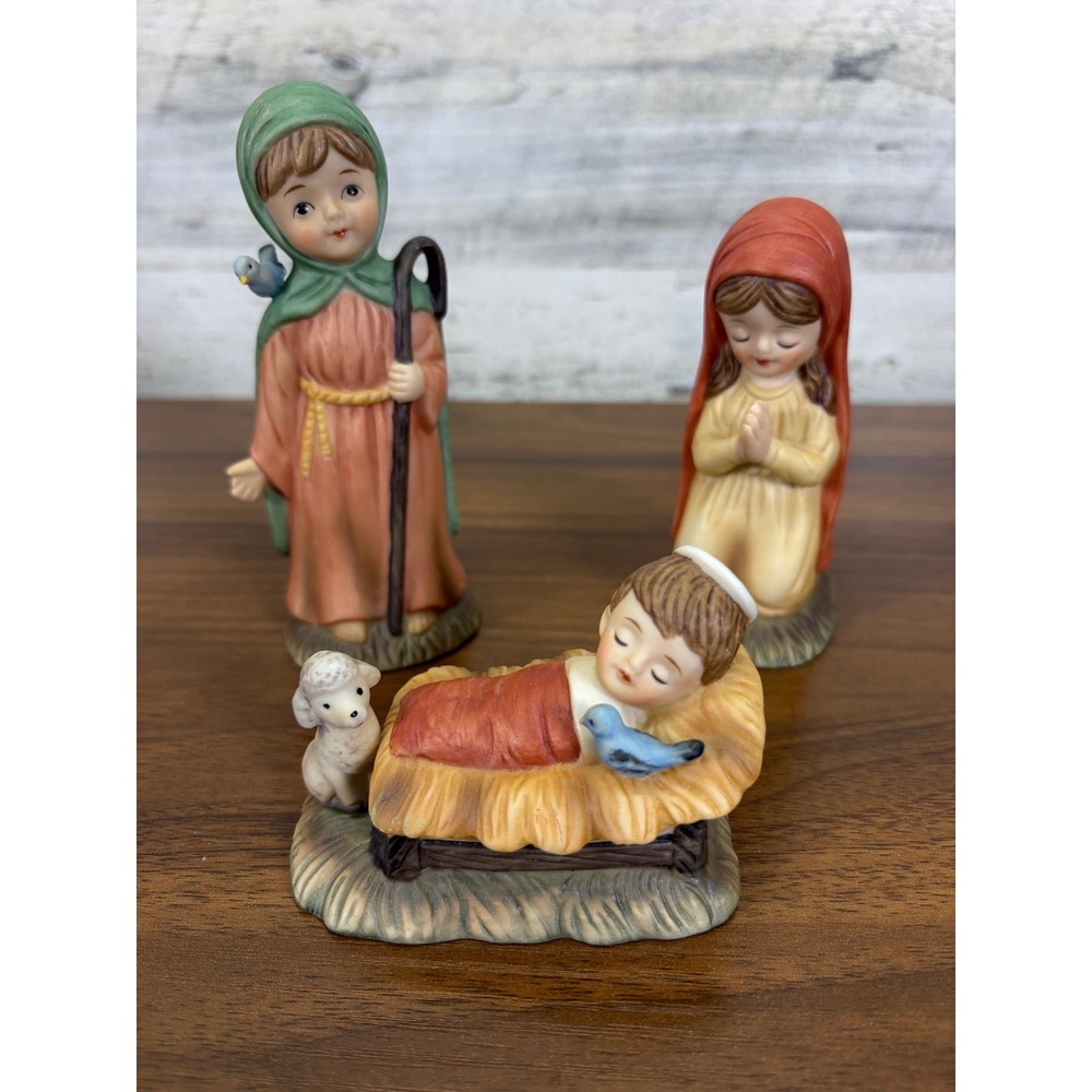 Lefton porcelain nativity‎ set Mary, Joseph, and baby Jesus 1980's lot of 3